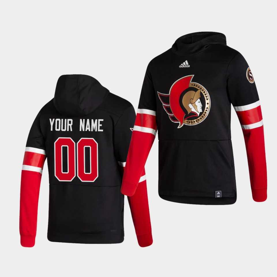 Men Ottawa Senators 00 Your name Black NHL 2021 Adidas Pullover Hoodie Jersey